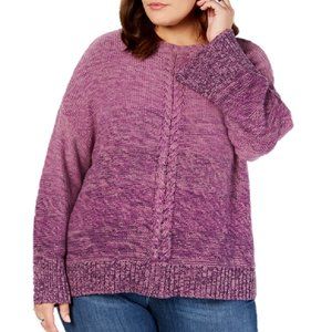 Style & Co Plus Size Braided-Trim Marled Sweater in Dark Grape, Size 2X,…